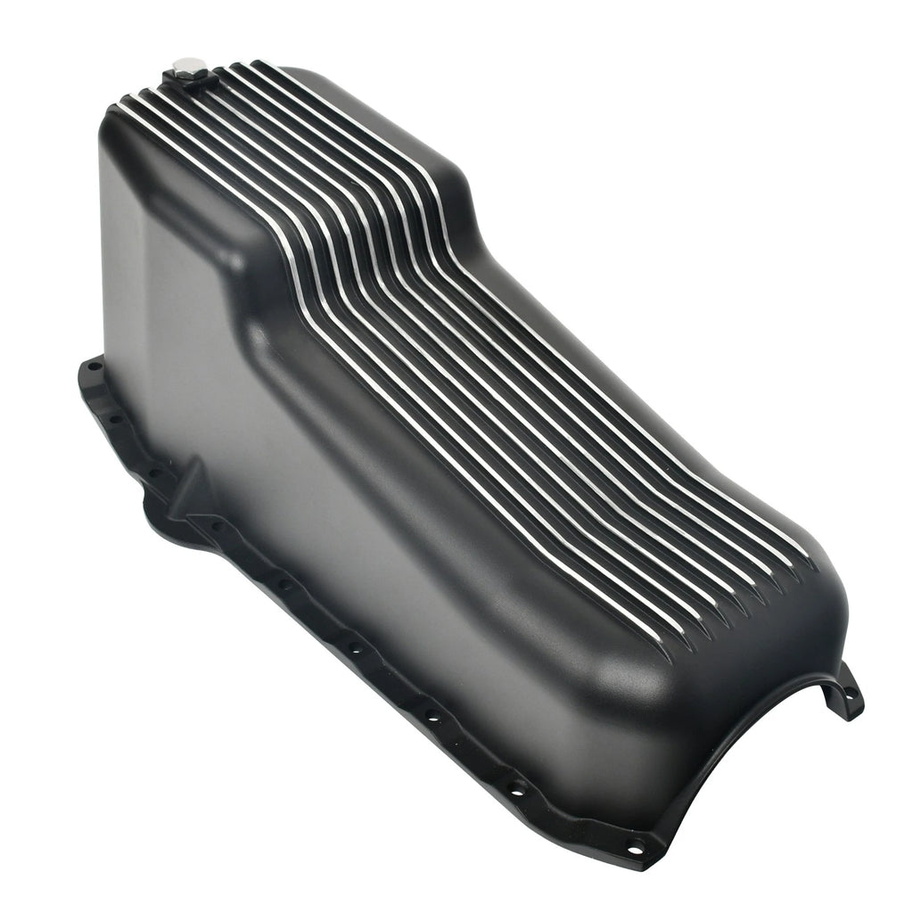 Black Aluminum Finned Oil Pan for Chevy SBC 283 327 350 383 400 (1955–1979)