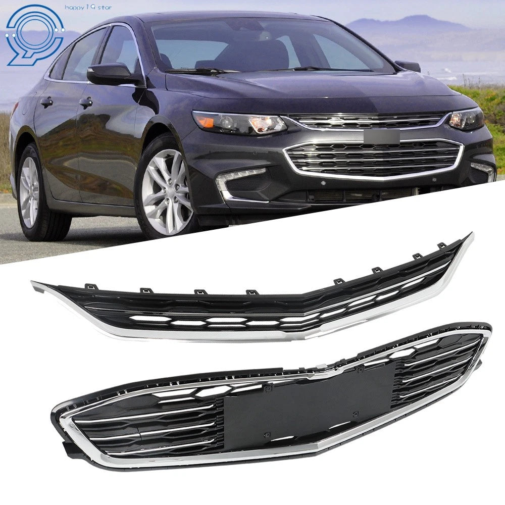 Front Bumper Upper Lower Mesh Grille for Chevy Malibu (2016–2018)