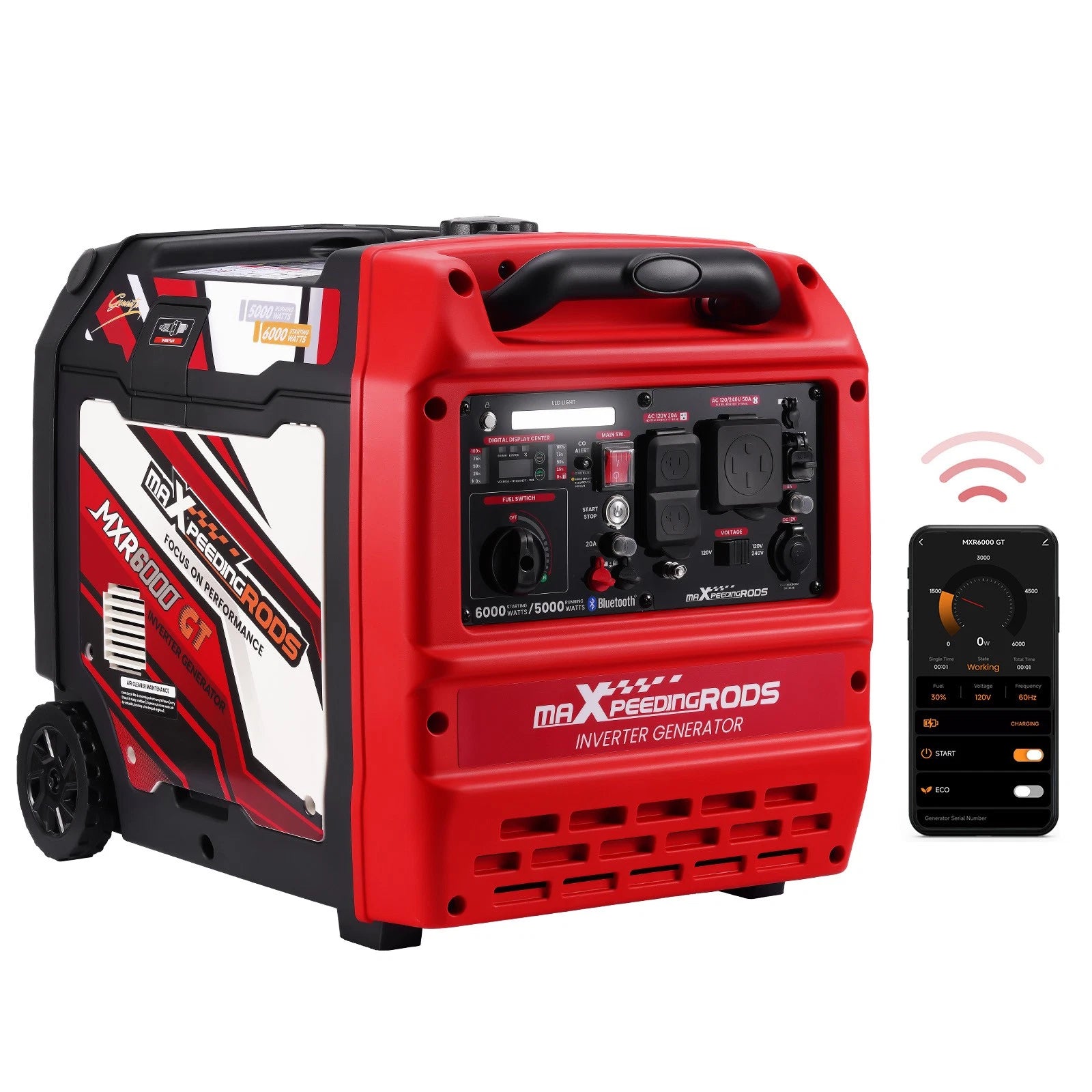 6000W Portable Inverter Generator with Bluetooth E-start Super Quiet