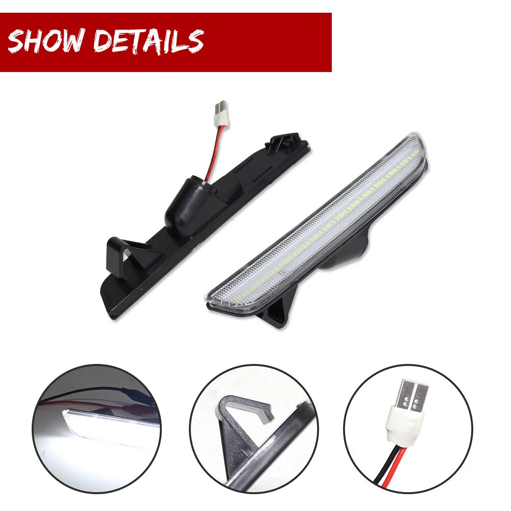 2X Clear Lens White SMD LED Rear Side Marker Lights for Ford Mustang (2010–2014)