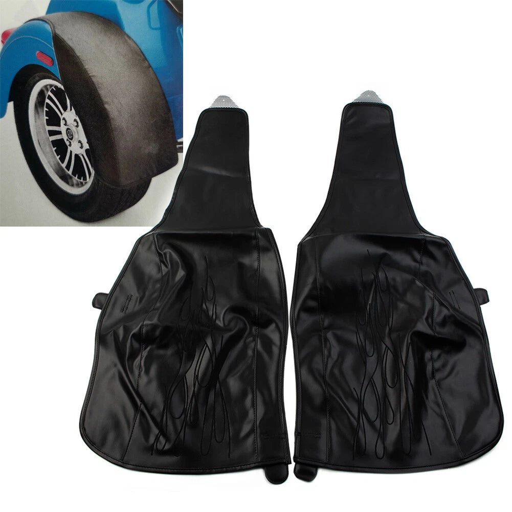 Black PU Leather Flame Rear Fender Bra for Harley Tri Glide Ultra Classic (2014–2023)