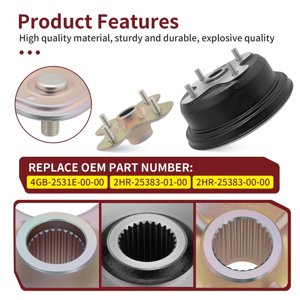 Rear Brake Drum & Wheel Hub for Yamaha Big Bear 350 YFM350U YFM350FW (1996–1999)