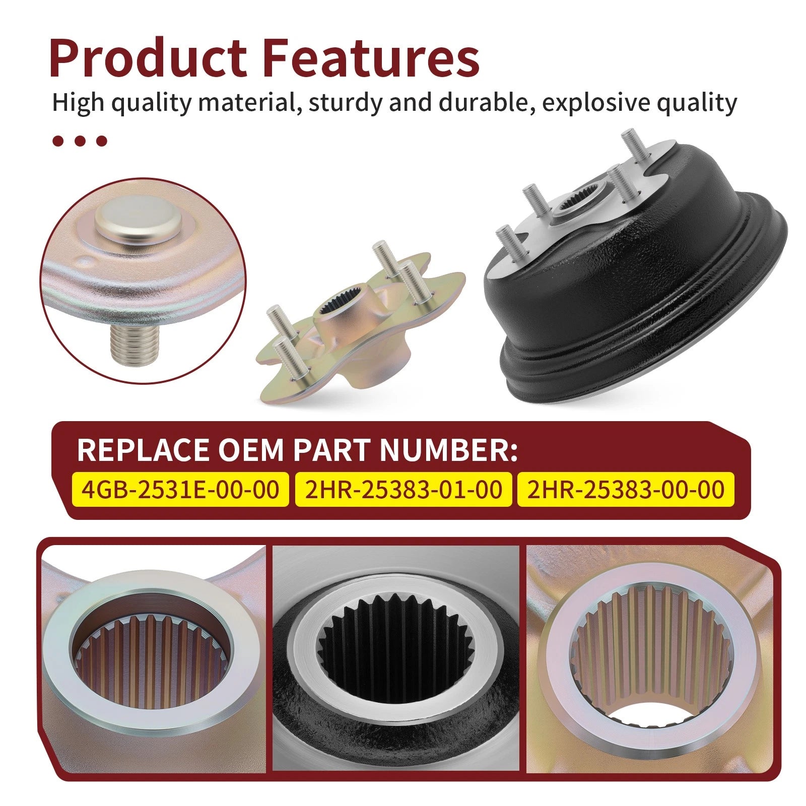 Rear Brake Drum & Wheel Hub for Yamaha Big Bear 350 YFM350U YFM350FW (1996–1999)