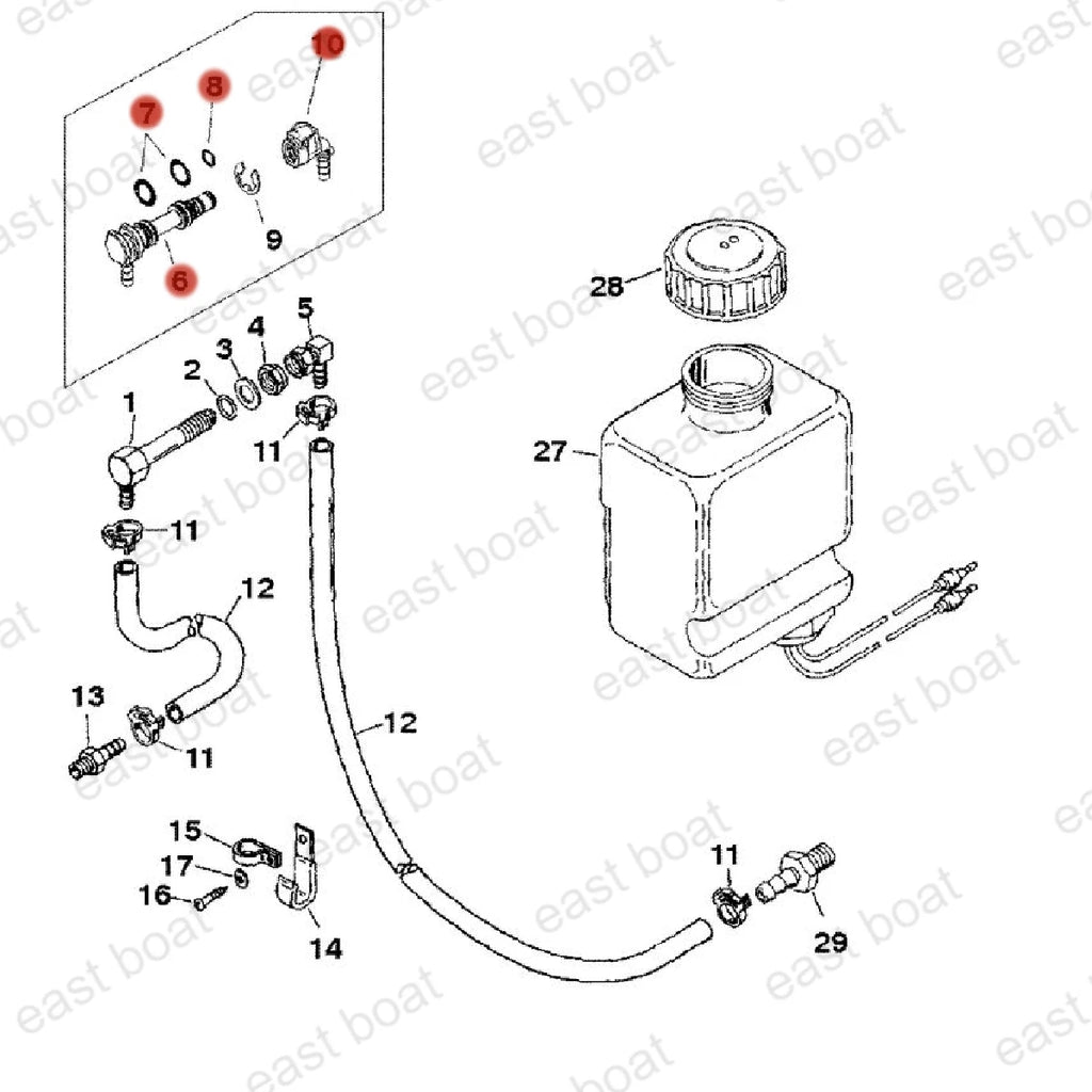 Fitting & Connector for Mercruiser Alpha One Gen II (861150T02, 861163)