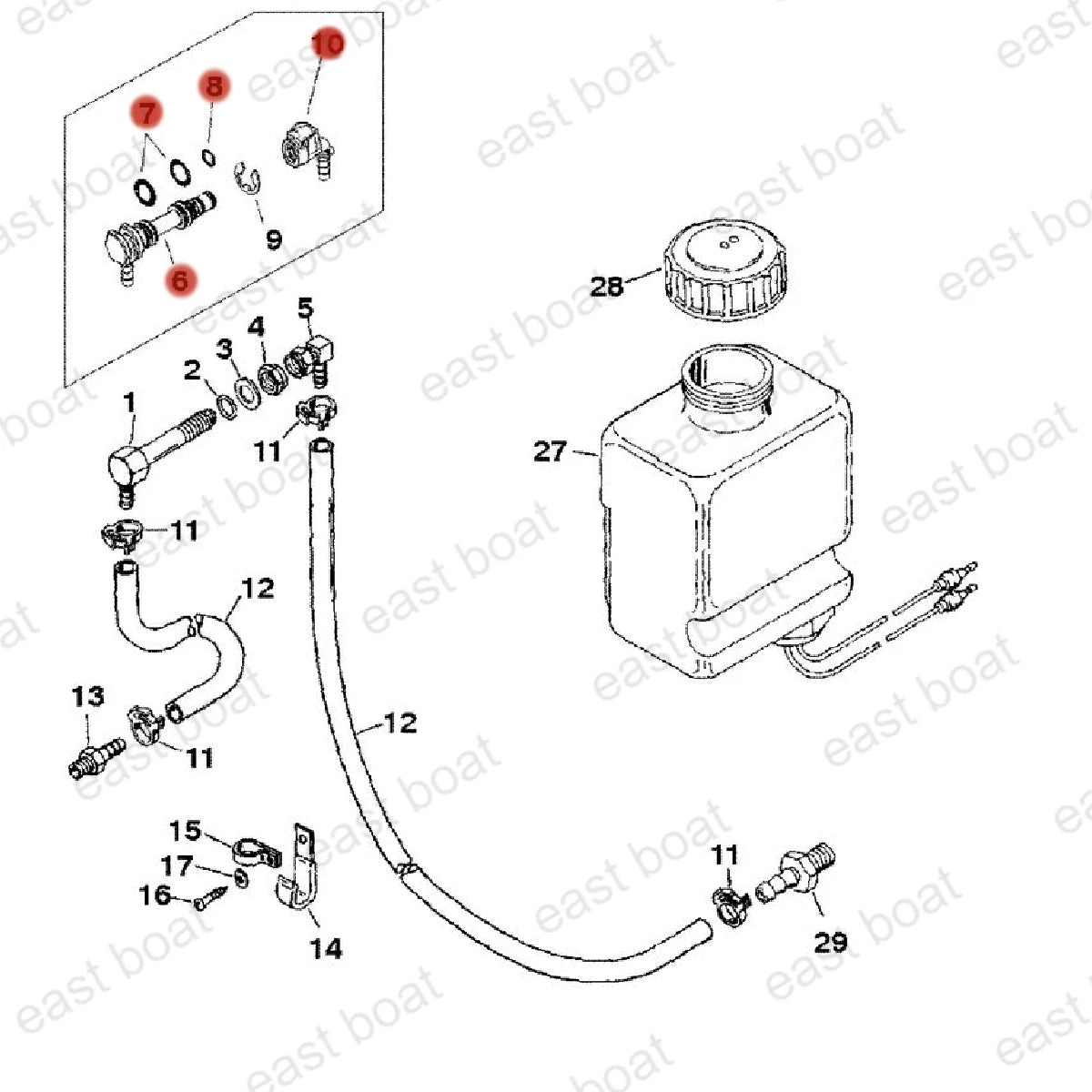 Fitting & Connector for Mercruiser Alpha One Gen II (861150T02, 861163)