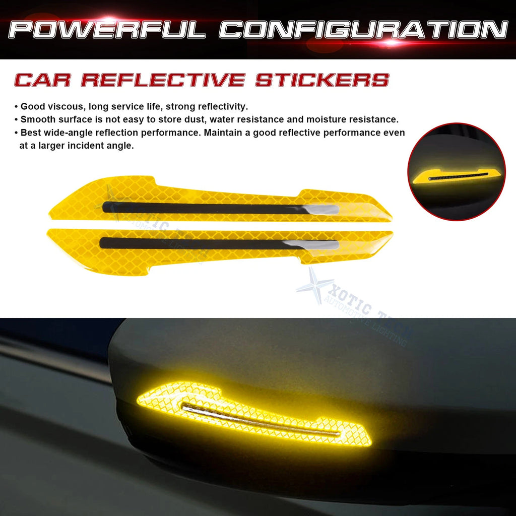 Reflective Safety Side Mirror Cap Film Stickers for Universal Fit (2X)