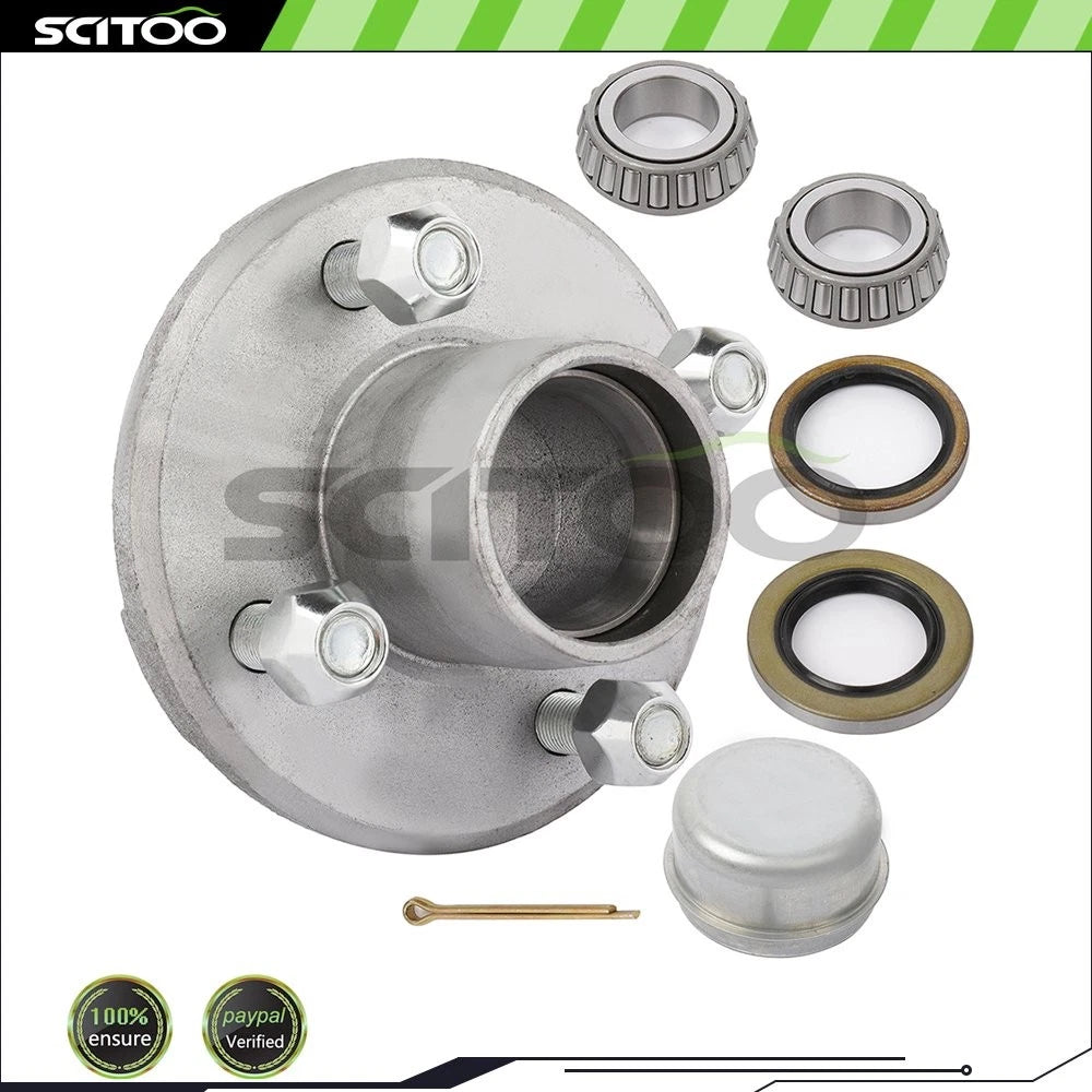 Set of 4 Galvanized Hubs & 44649 Bearings for Boat Trailer