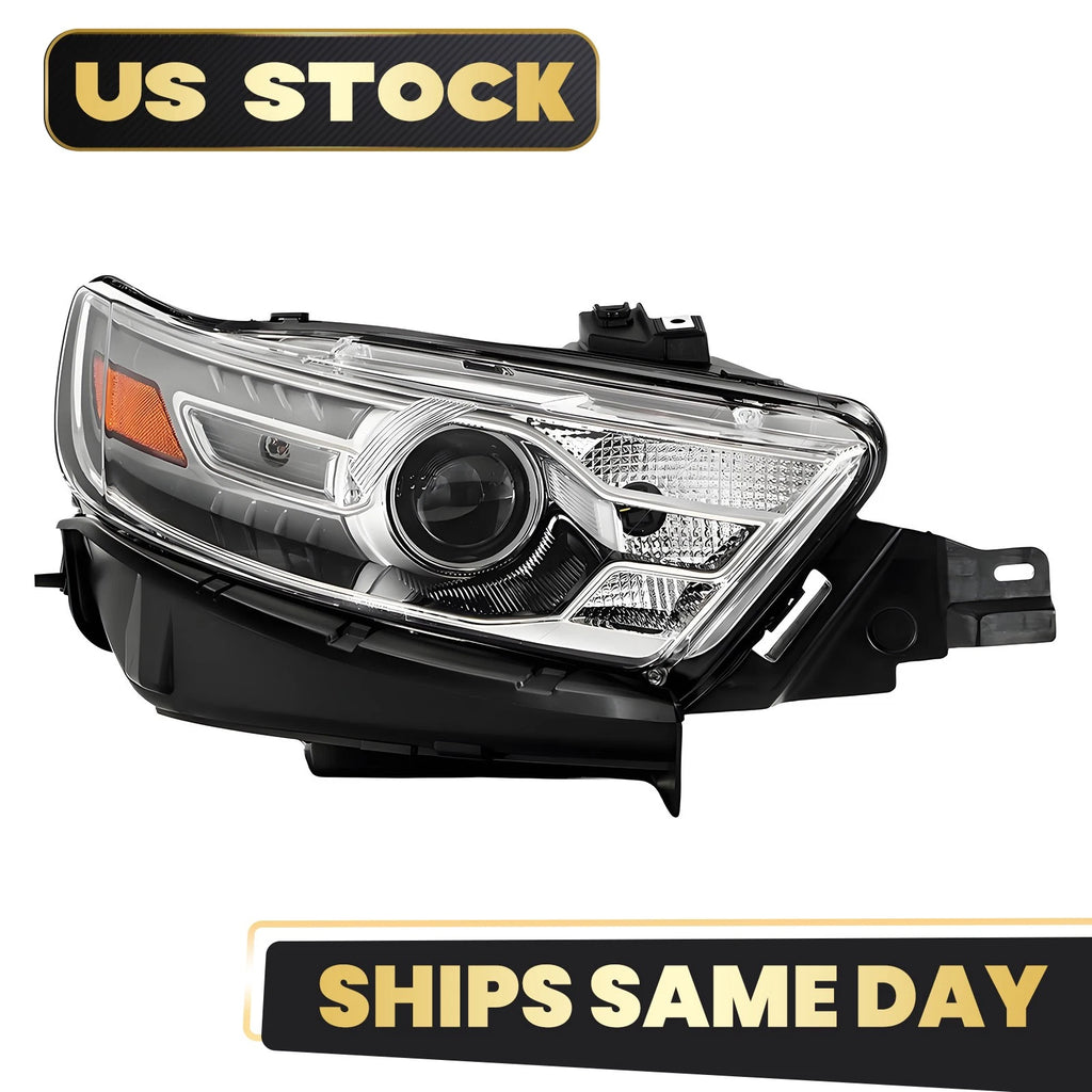 Halogen Headlight for Ford Taurus (2013–2014) HIR2 Bulb Right Chrome Bezel