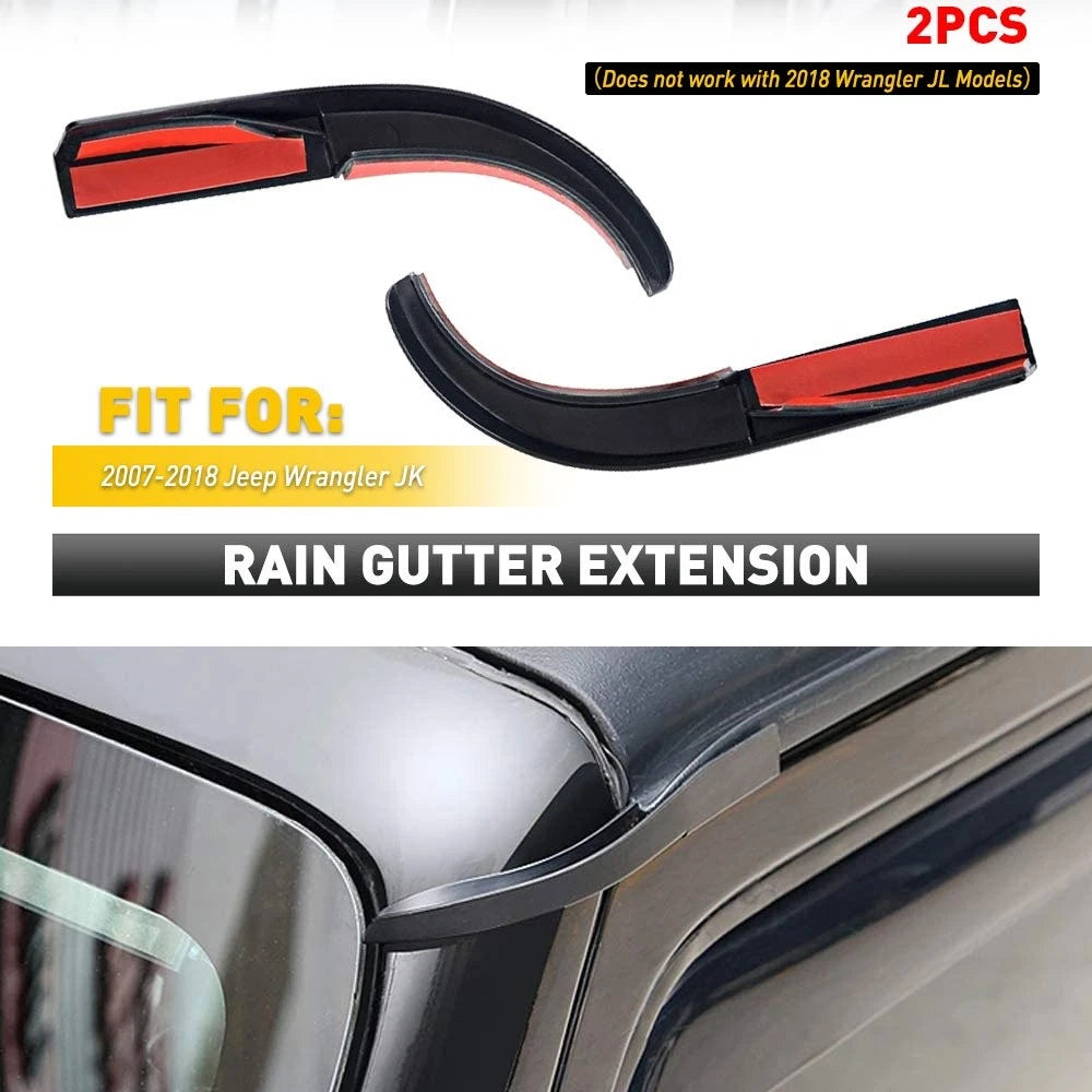 2X Water Rain Diverter Guard Slot Extension for Jeep Wrangler JK (2007–2017)