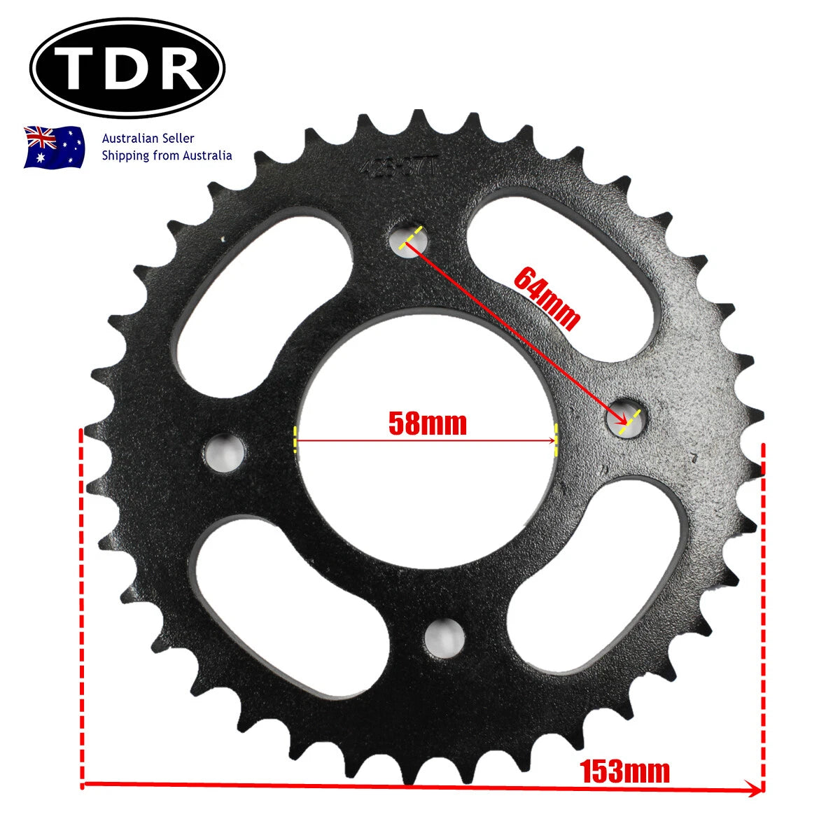 37T Rear Sprocket for Quad Dirt Pit Pro Bike ATV 125cc (58mm)