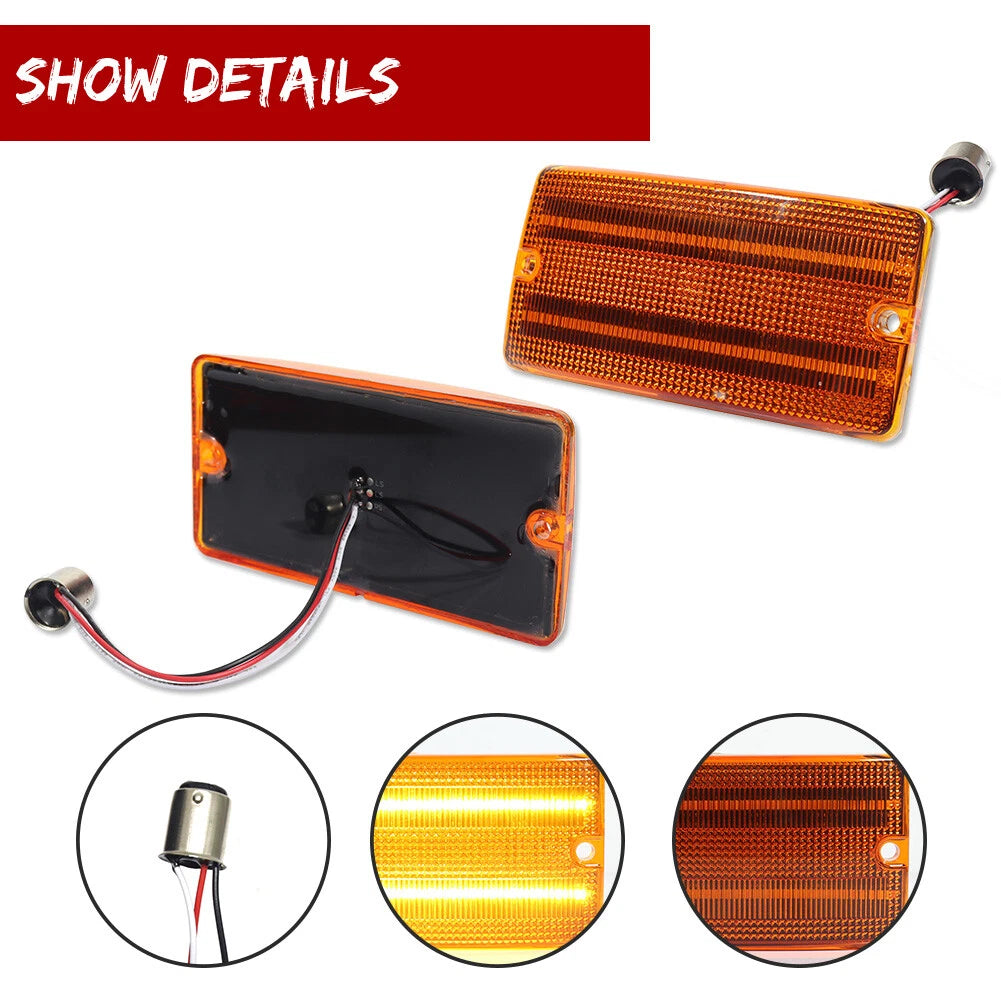 2X Amber Lens Switchback LED Parking Turn Signal Light for Ford Bronco (1969–1977)