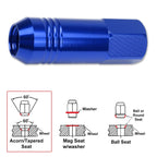Set of 20 M12X1.5 Blue JDM Open End Conical Wheel Lug Nuts + 20mm Extension