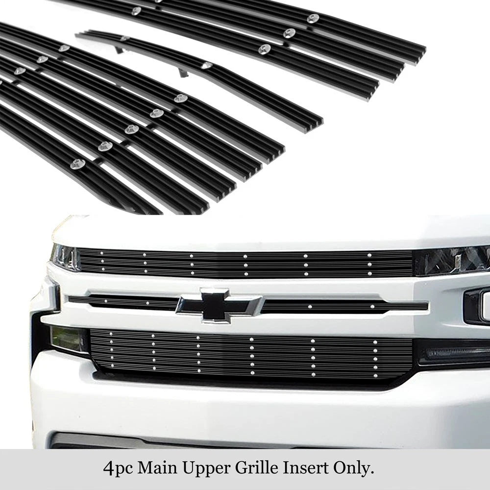 Upper Black Rivet Billet Grille for Chevy Silverado 1500 LT Trail Boss (2019-2022)