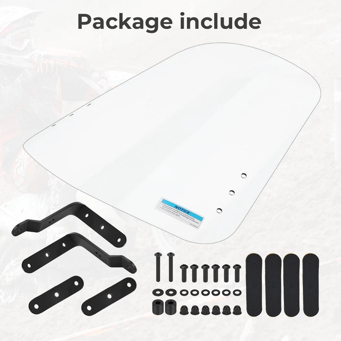 Scooter Windshield for Yamaha Zuma 125 (2009–2021) w/ Hardware