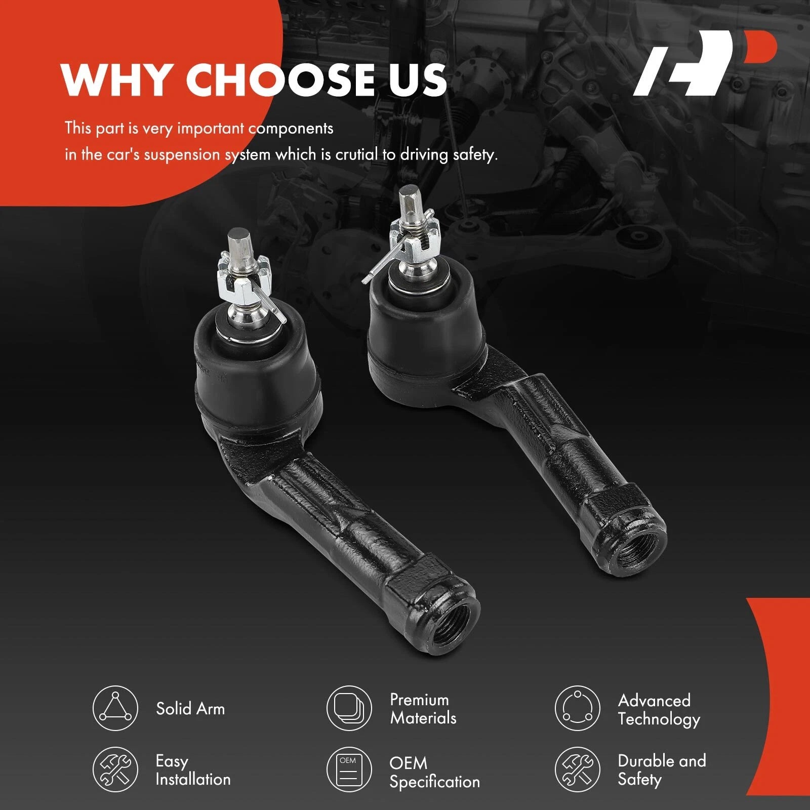 2X Front Outer Tie Rod Ends for Hyundai Elantra (2017–2022) Kia Forte (2019–2023)