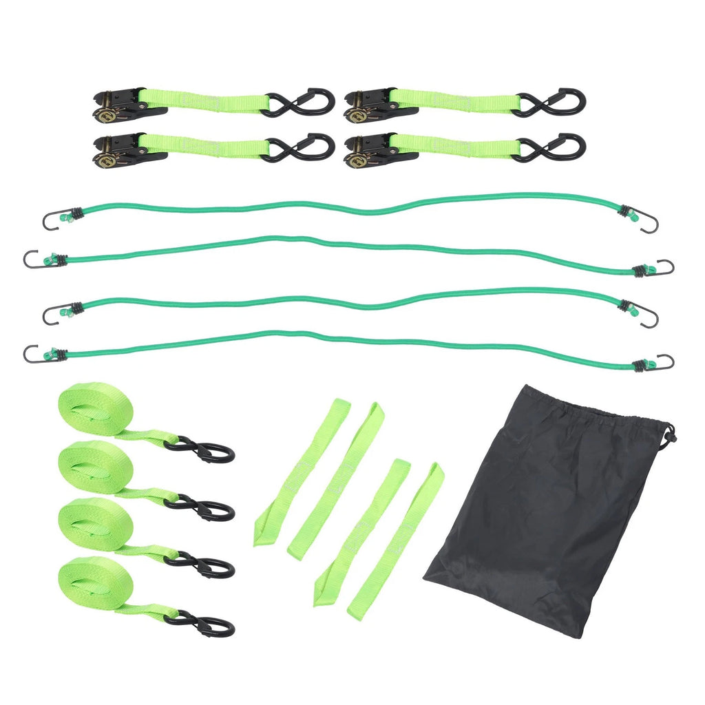 Set of 4 Ratchet Straps for Secure Tie-Downs (2200 lbs, 1 in x 15 ft)