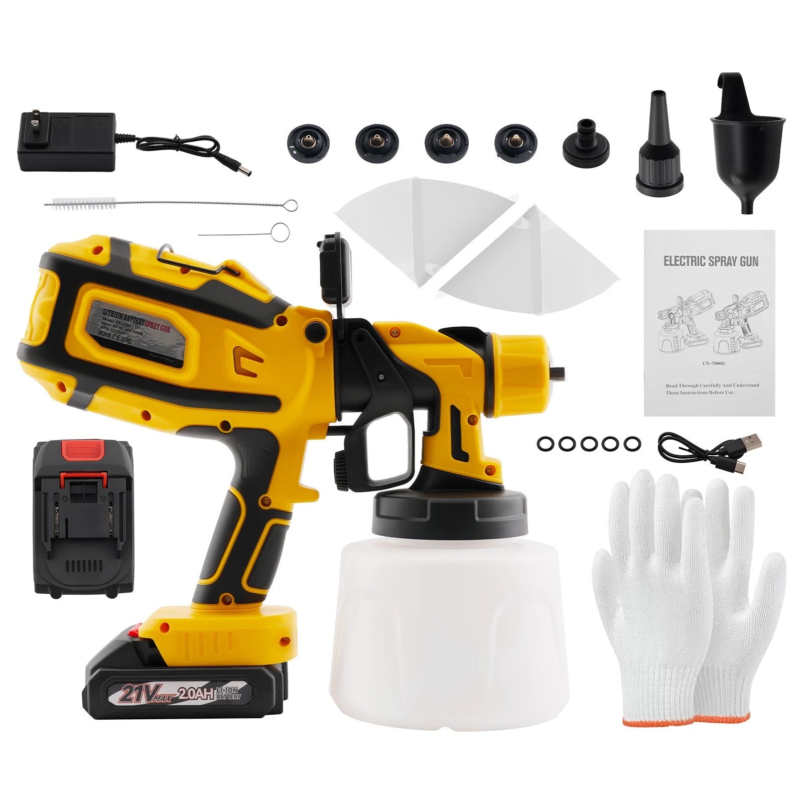 Electric HVLP Paint Sprayer for Makita (2 Battery) - 1400ML, LED Light