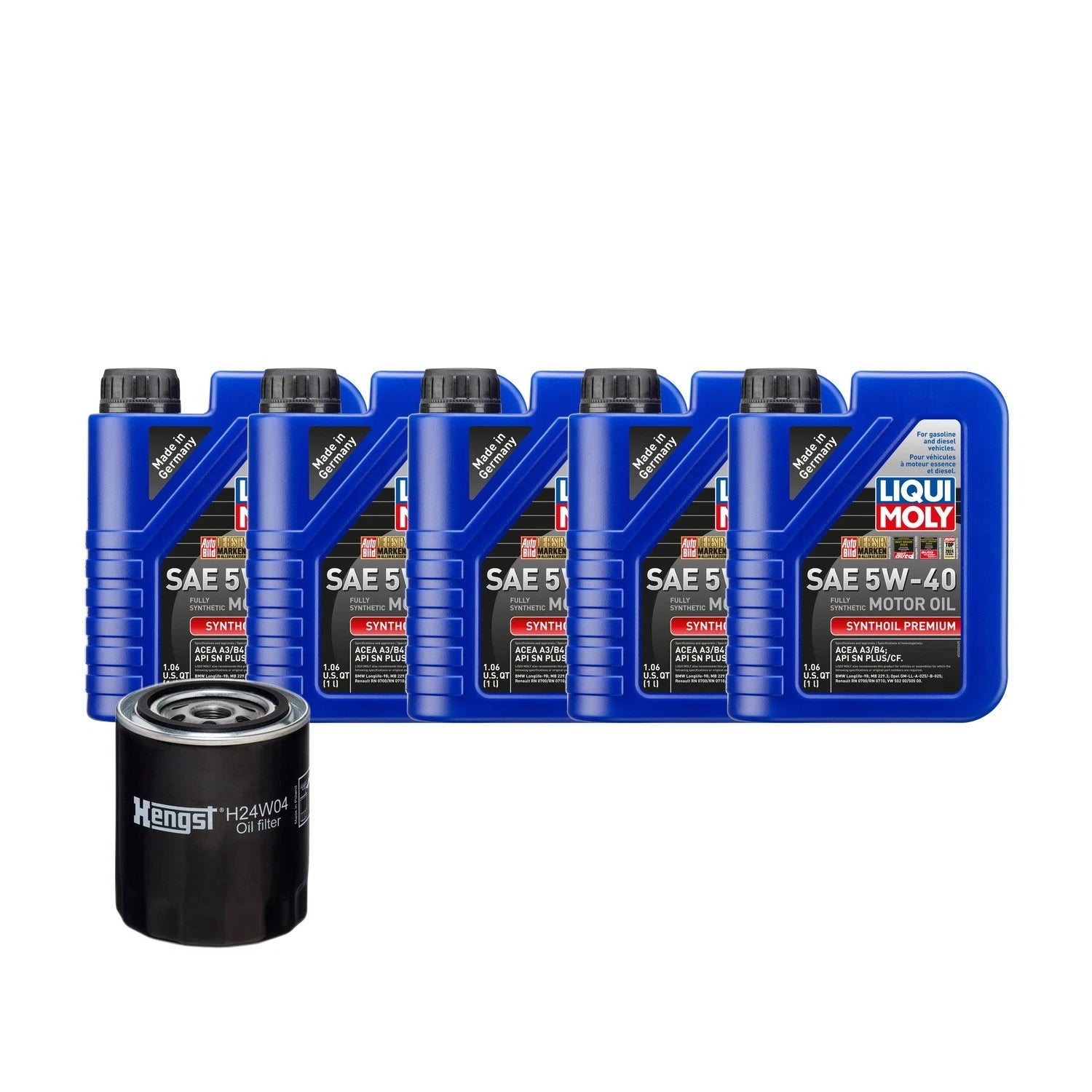 5L Liqui Moly Synthoil Premium SAE 5W40 Oil Change Kit for Audi AFC (1995–1999)