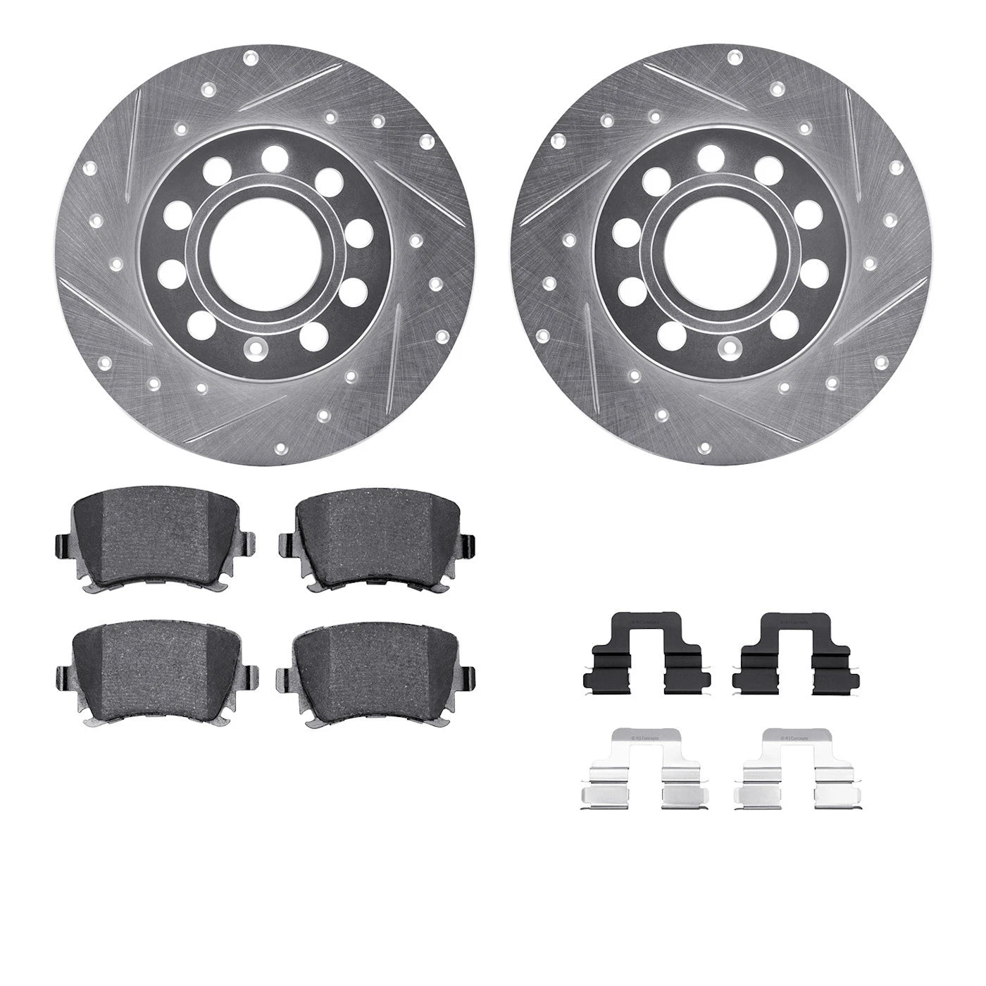 Set of 2 Brake Disc and Pad Kits for VW A3 (Rear)