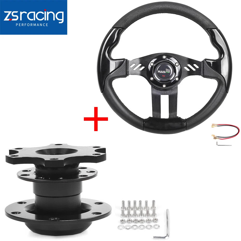 13" 6 Bolt Racing Steering Wheel with Quick Release for Universal Fit