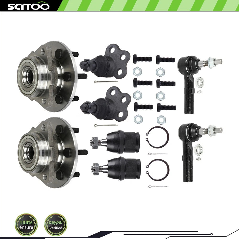 Set of 8 Front Tie Rod End Ball Joint Wheel Bearing Hub for Dodge Dakota (2000–2004)
