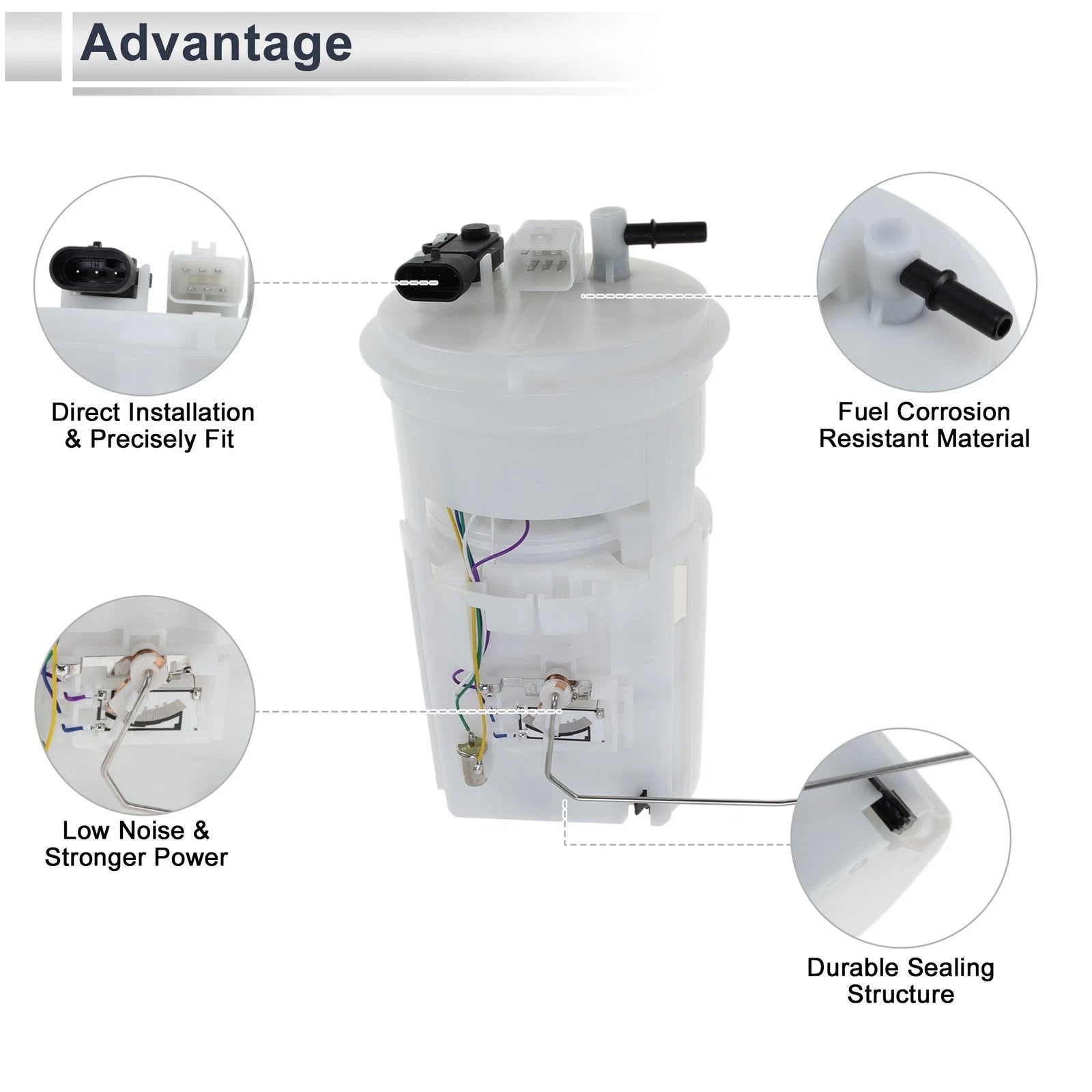 Fuel Pump Assembly for Chevrolet Aveo (2006–2008) L4 1.6L, Tube No. 96447645