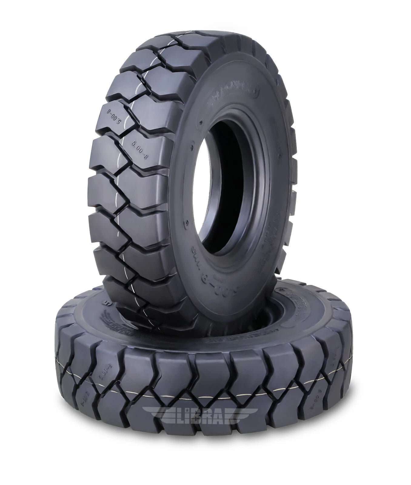 Set of 2 Forklift Tires 5.00-8 w/Tube Flap for Superguider HD (5.00x8)
