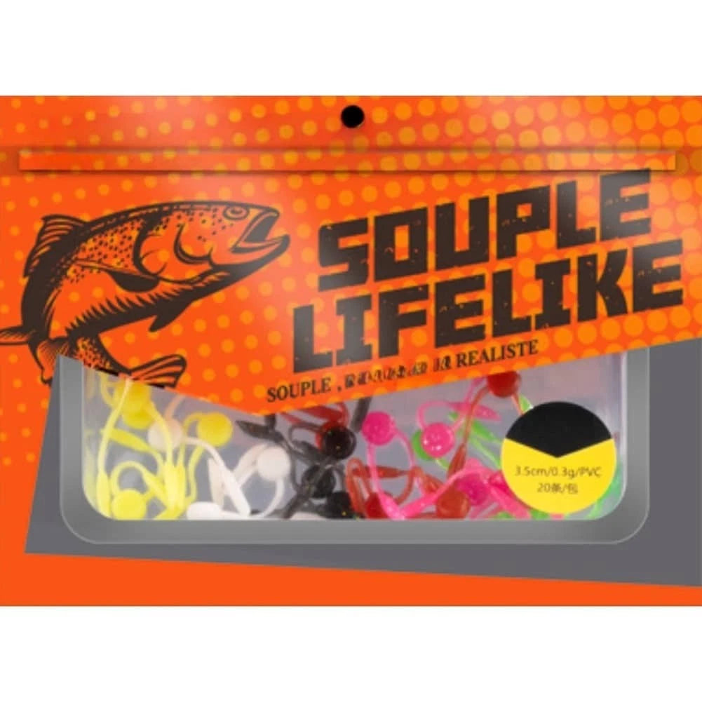 20PCS TPE Soft Floating Worm Lures for Bass Trout Fishing