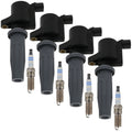 Set of 4 Ignition Coils & 4 Double Iridium Spark Plugs for Ford Mercury Mazda