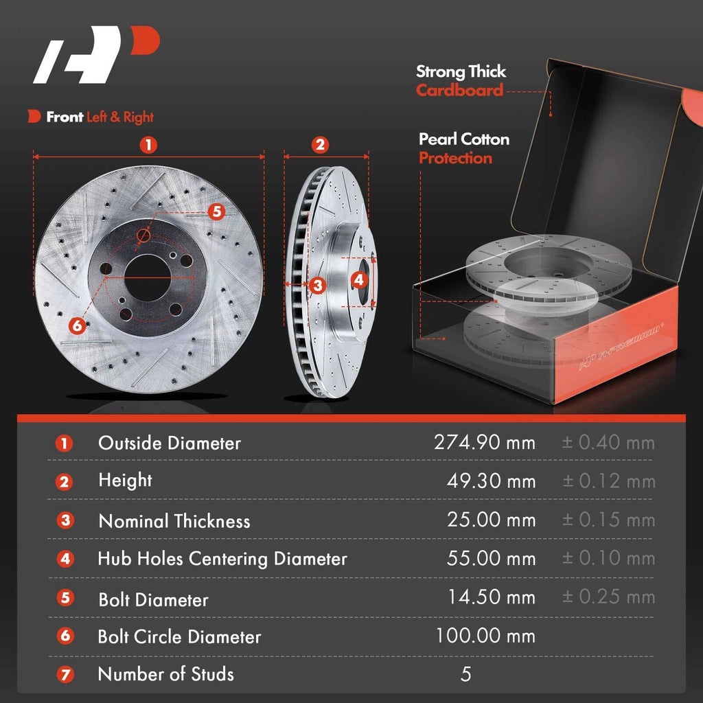 Drilled Brake Rotor & Pad+Caliper for Toyota Corolla (2019–2023)