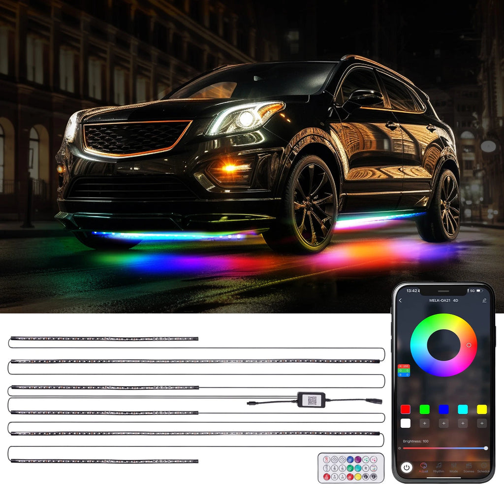 Set of 6 RGB Underglow LED Strip Lights for Car