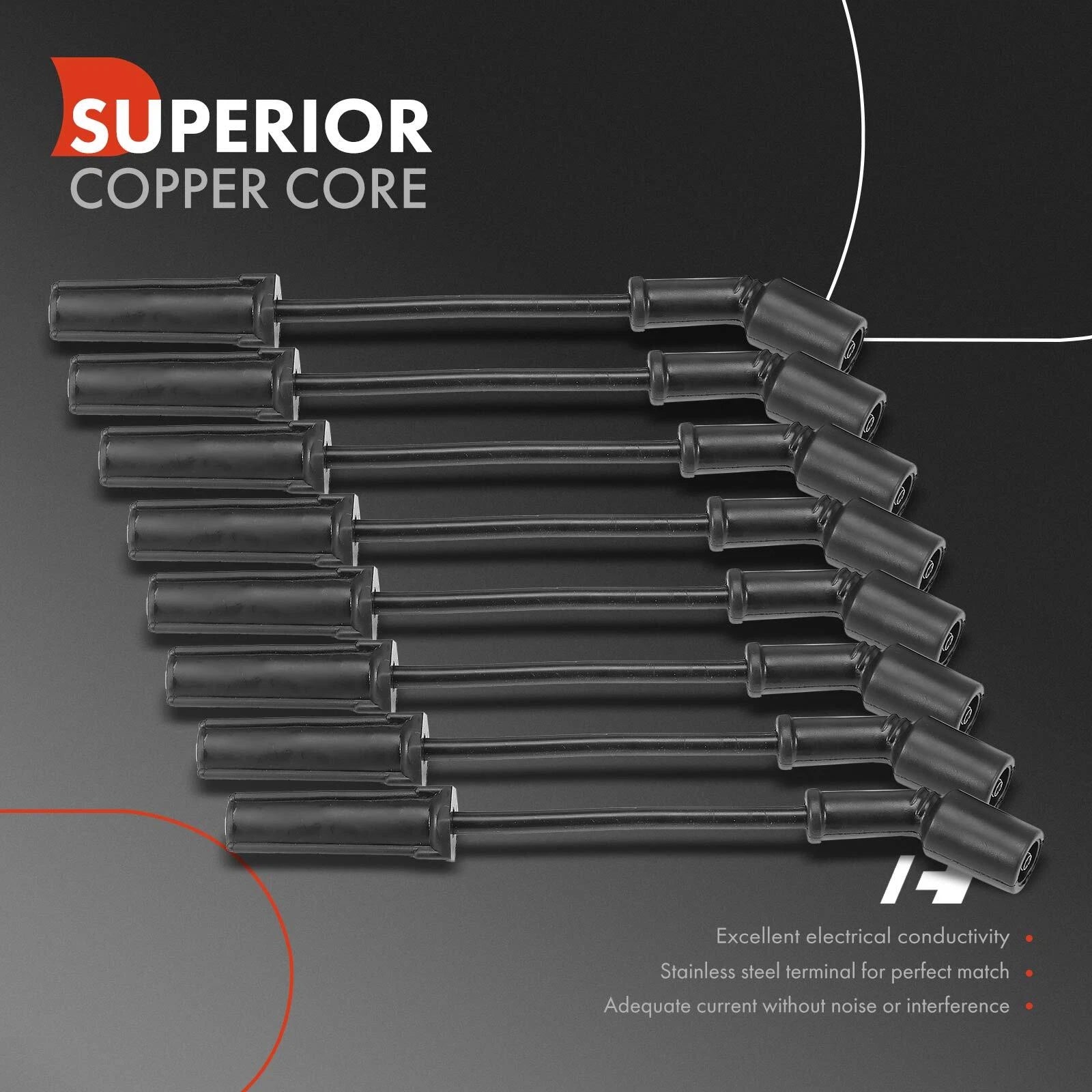 8x Spark Plug Wire Set for Chevy Corvette (2009-2011) Supercharged 6.2L