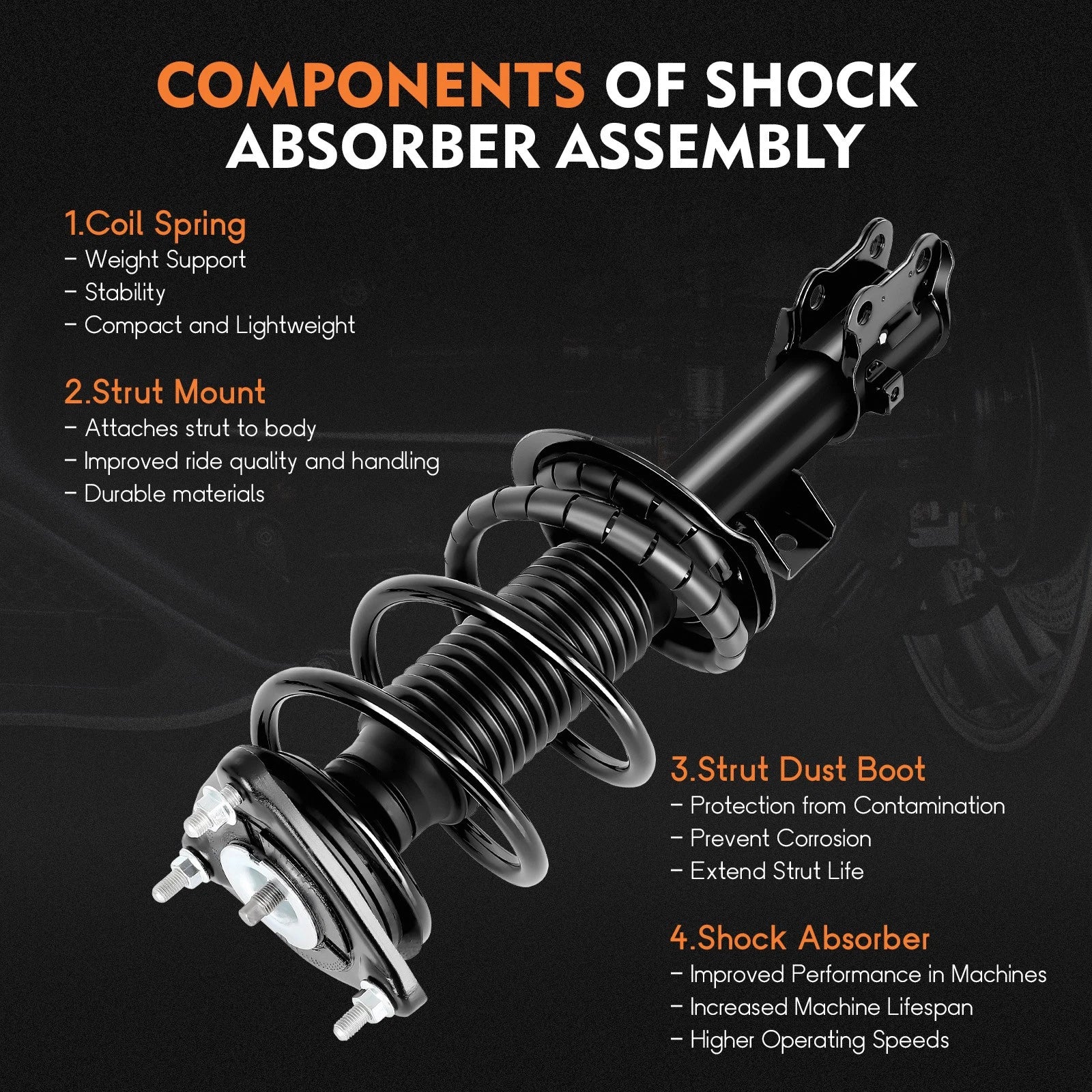 2X Front Quick Complete Struts & Coil Spring Assembly for Kia Forte (2014-2018)