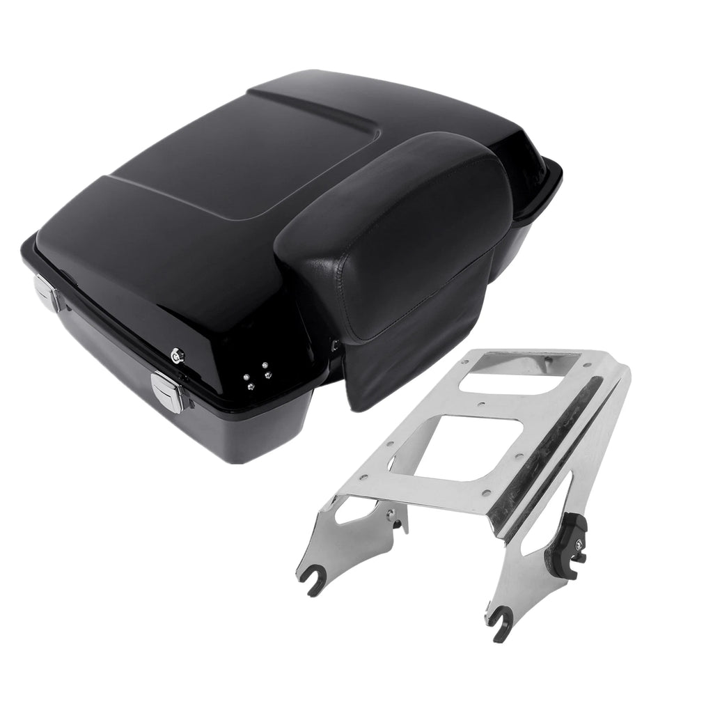 Chopped Trunk Backrest Pad & 2 Up Mount Rack for Harley Touring Glide (2009–2013)
