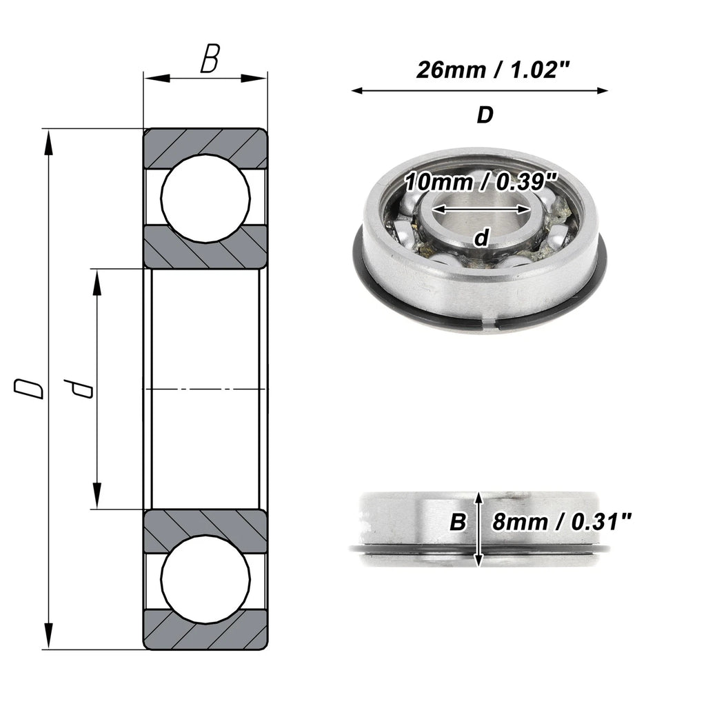 6000NR Deep Groove Ball Bearing for Scooter Skateboard Wheel (10x26x8mm)