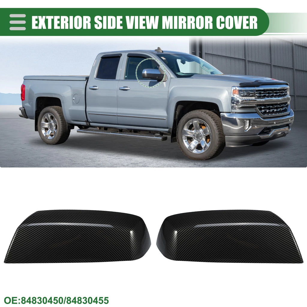 Pair Rearview Mirror Caps for Chevrolet Silverado 1500 (2014–2019) Black