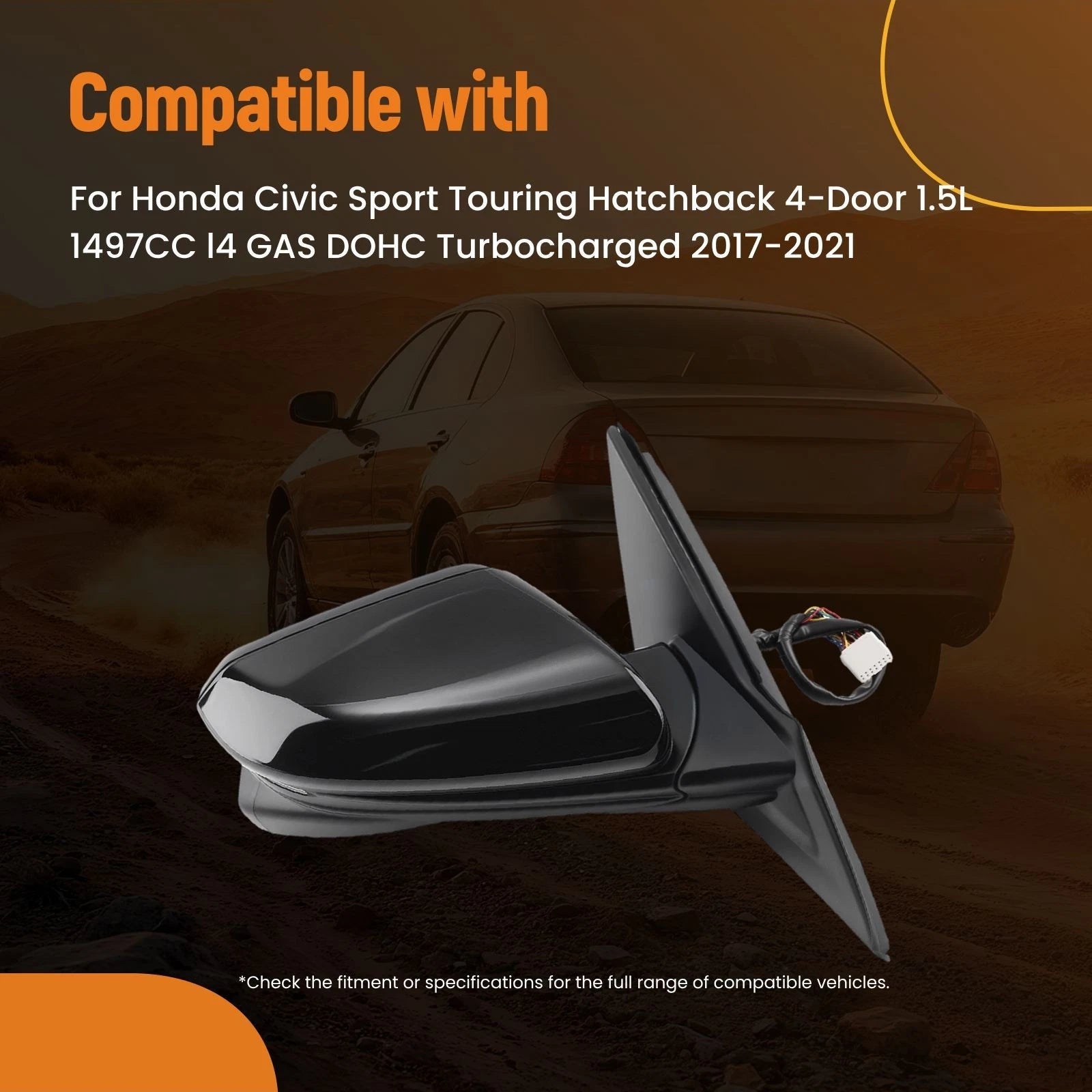 Power Side Mirror Right Signal Light for Honda Civic (2017–2021) HO1321284