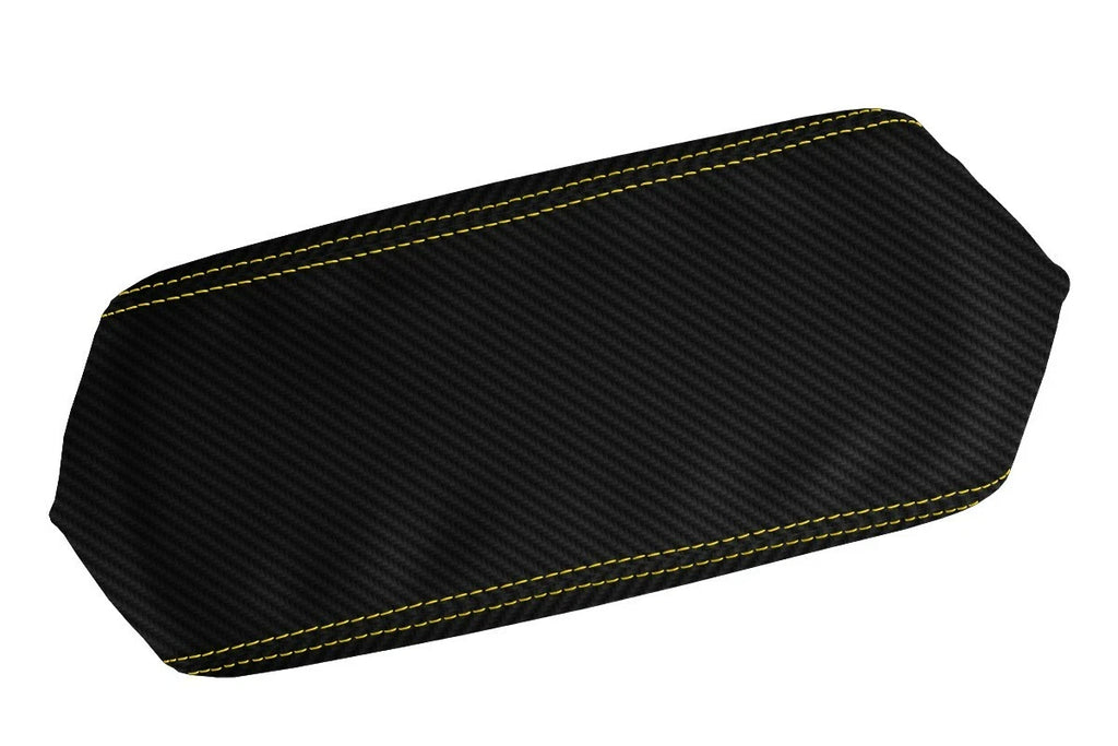 Console Lid Cover for Toyota Supra (1986–1992) Carbon Fiber Yellow Stitch