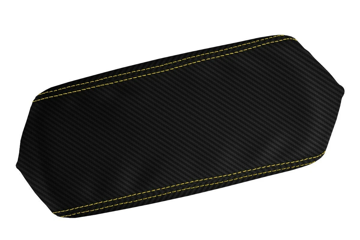 Console Lid Cover for Toyota Supra (1986–1992) Carbon Fiber Yellow Stitch