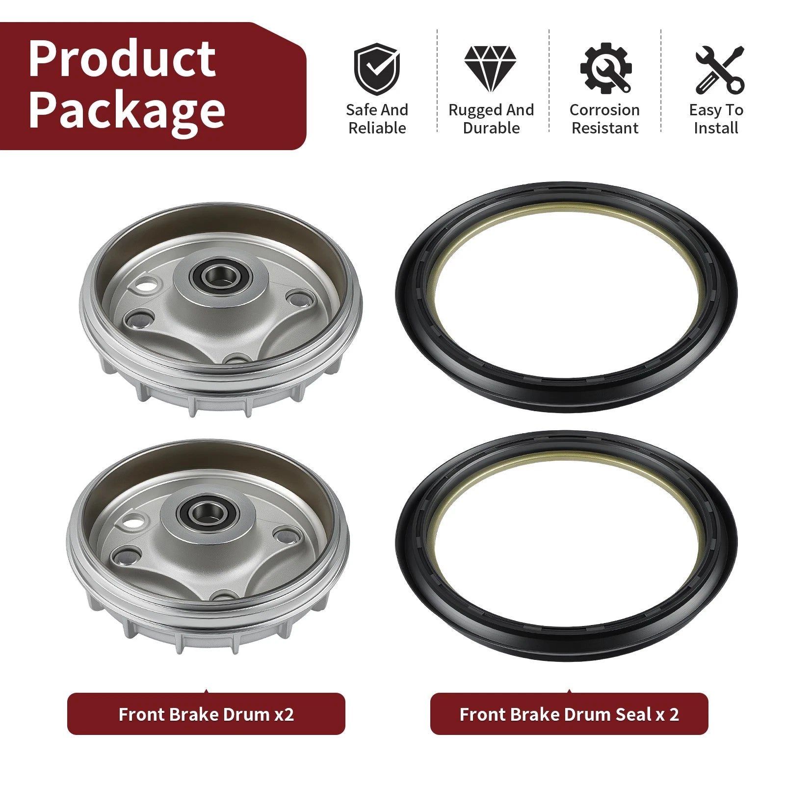 2 Front Brake Drums w/ Seal for Honda Rancher 350 TE TM 2000–2006 44600-HN4-670