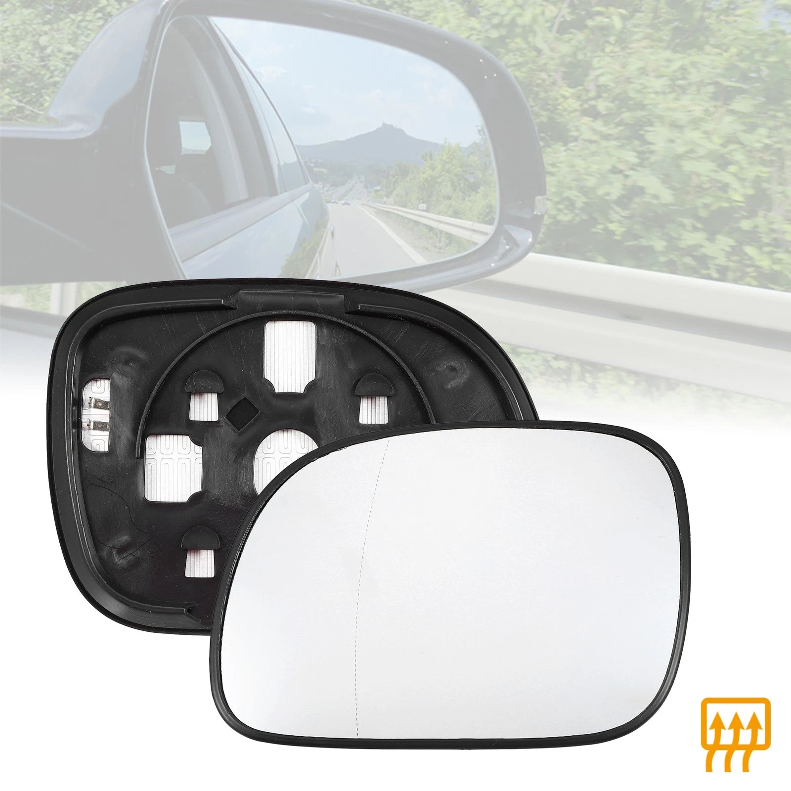 Heated Left Side Rearview Mirror Glass with Backing Plate for Dodge Caravan 