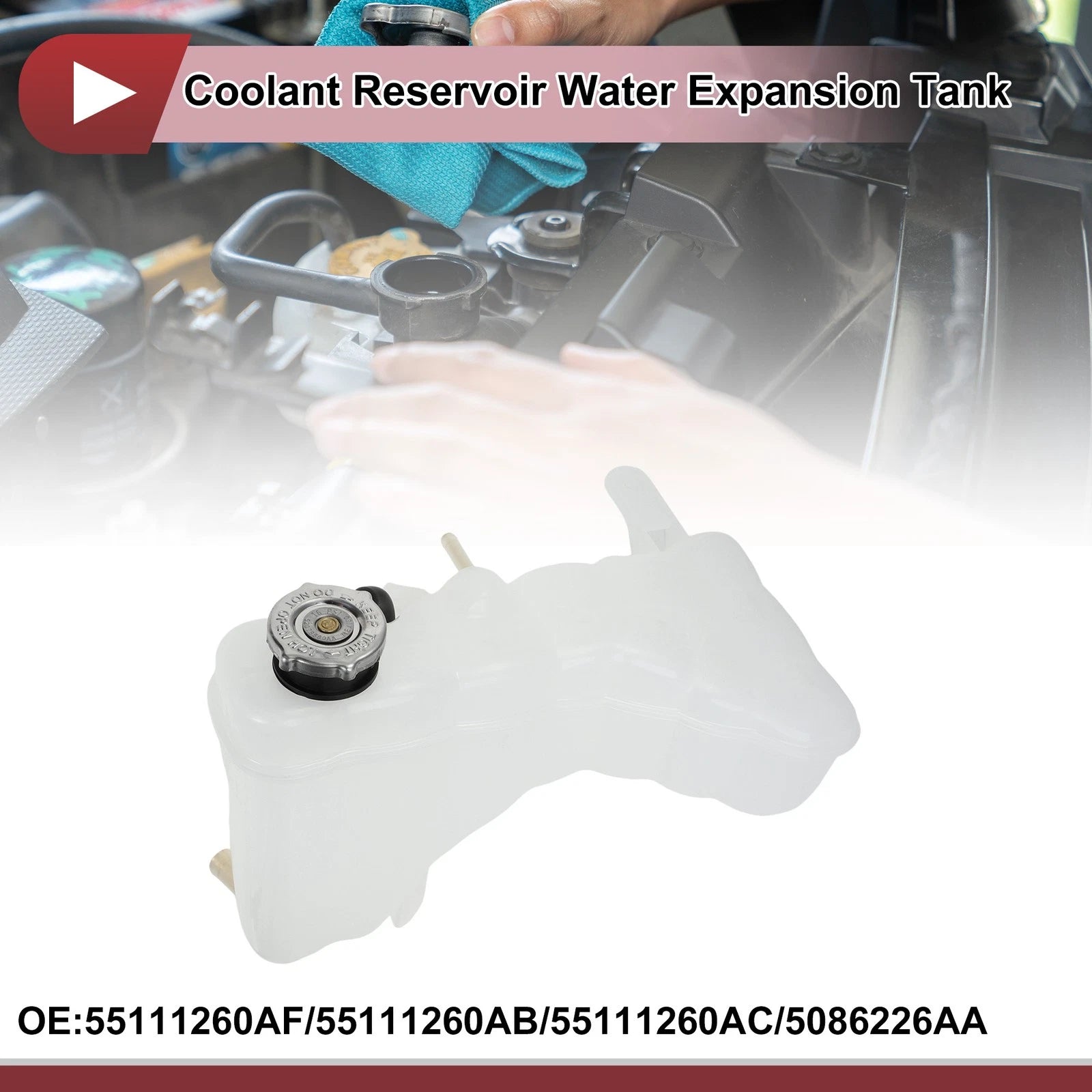 Coolant Expansion Overflow Tank with Cap No. 55111260AF for Dodge Challenger (2015–2023)