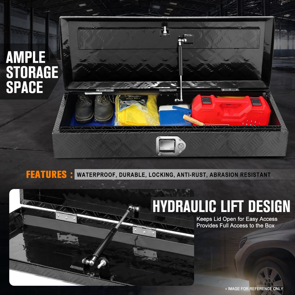 Diamond Tread Aluminum Over-Hanging Lip Tool Box for Truck (34"x6.2"x12.8")