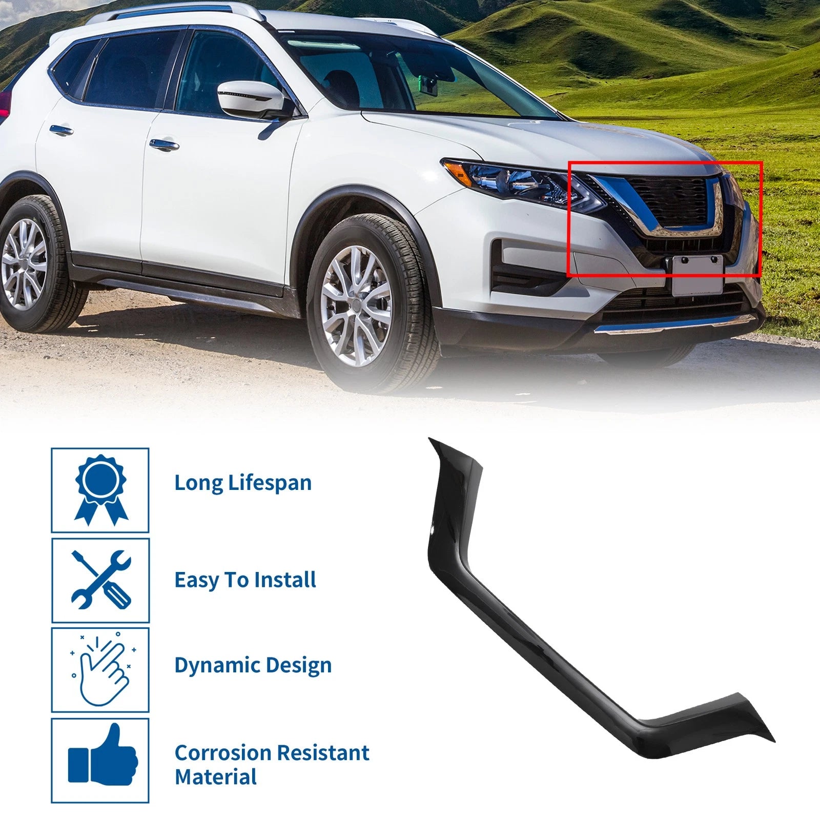 Front Grille Trim for Nissan Rogue (2016–2020)
