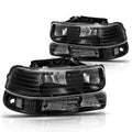 Bumper Headlight Lamp Clear Side Black for Chevy Silverado/Suburban (1999–2006)
