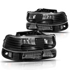 Bumper Headlight Lamp Clear Side Black for Chevy Silverado/Suburban (1999–2006)