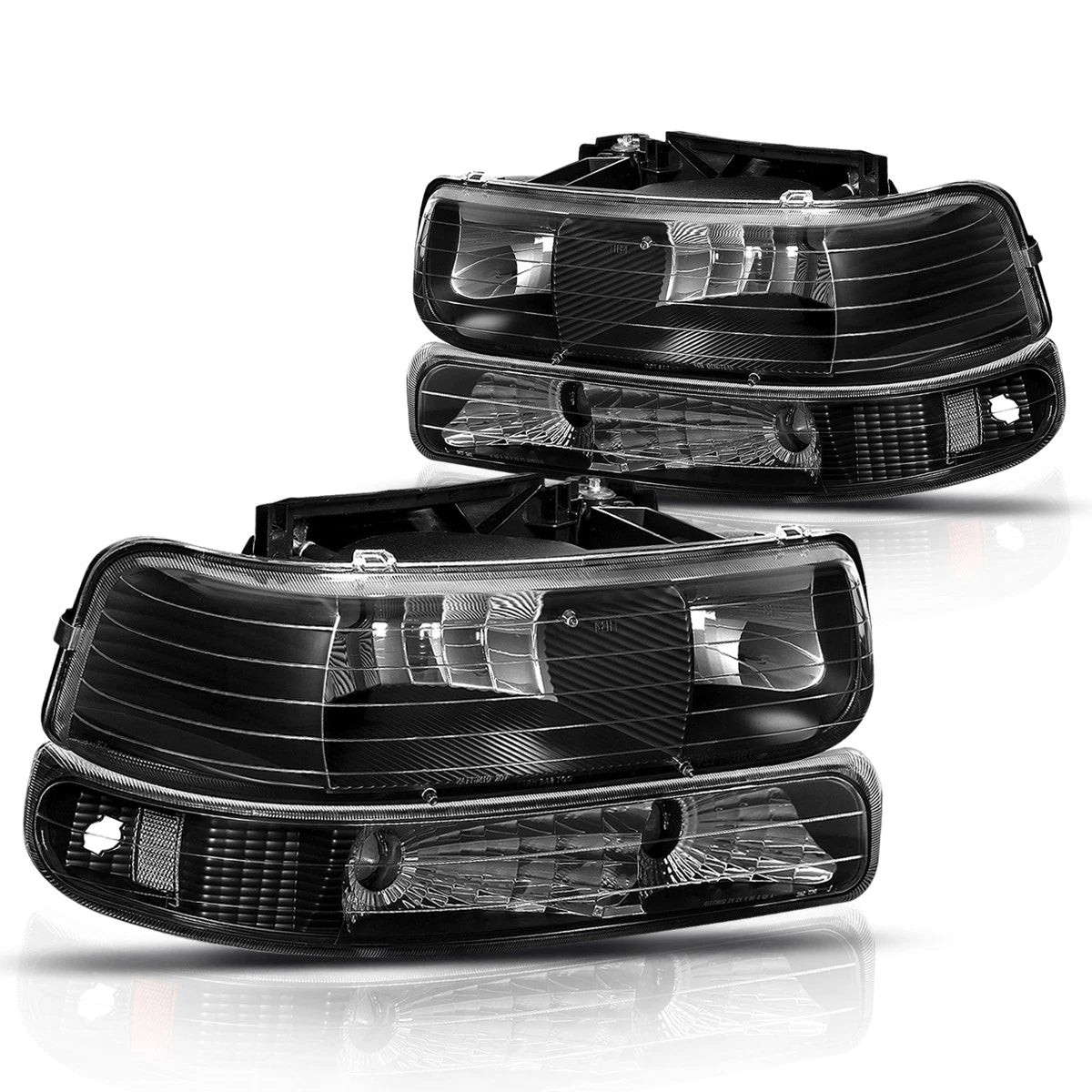 Bumper Headlight Lamp Clear Side Black for Chevy Silverado/Suburban (1999–2006)