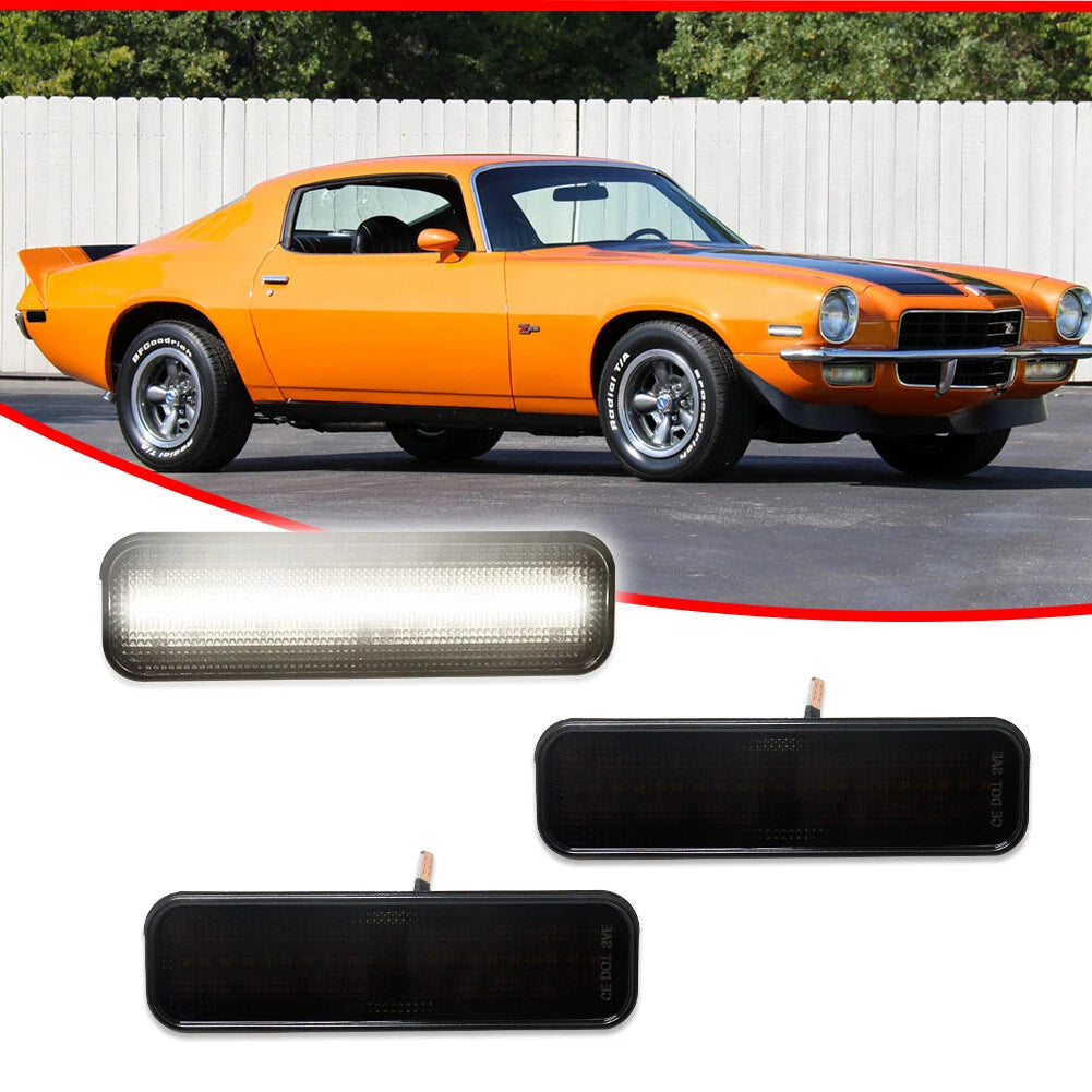 2X Smoke LED Side Marker Lights for Chevrolet Camaro (1970–1977)