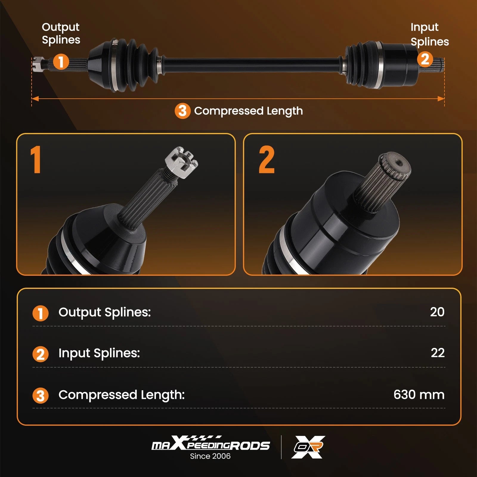 Set of 2 CV Axles for Polaris Ranger 500 700 XP700 (2005–2007)