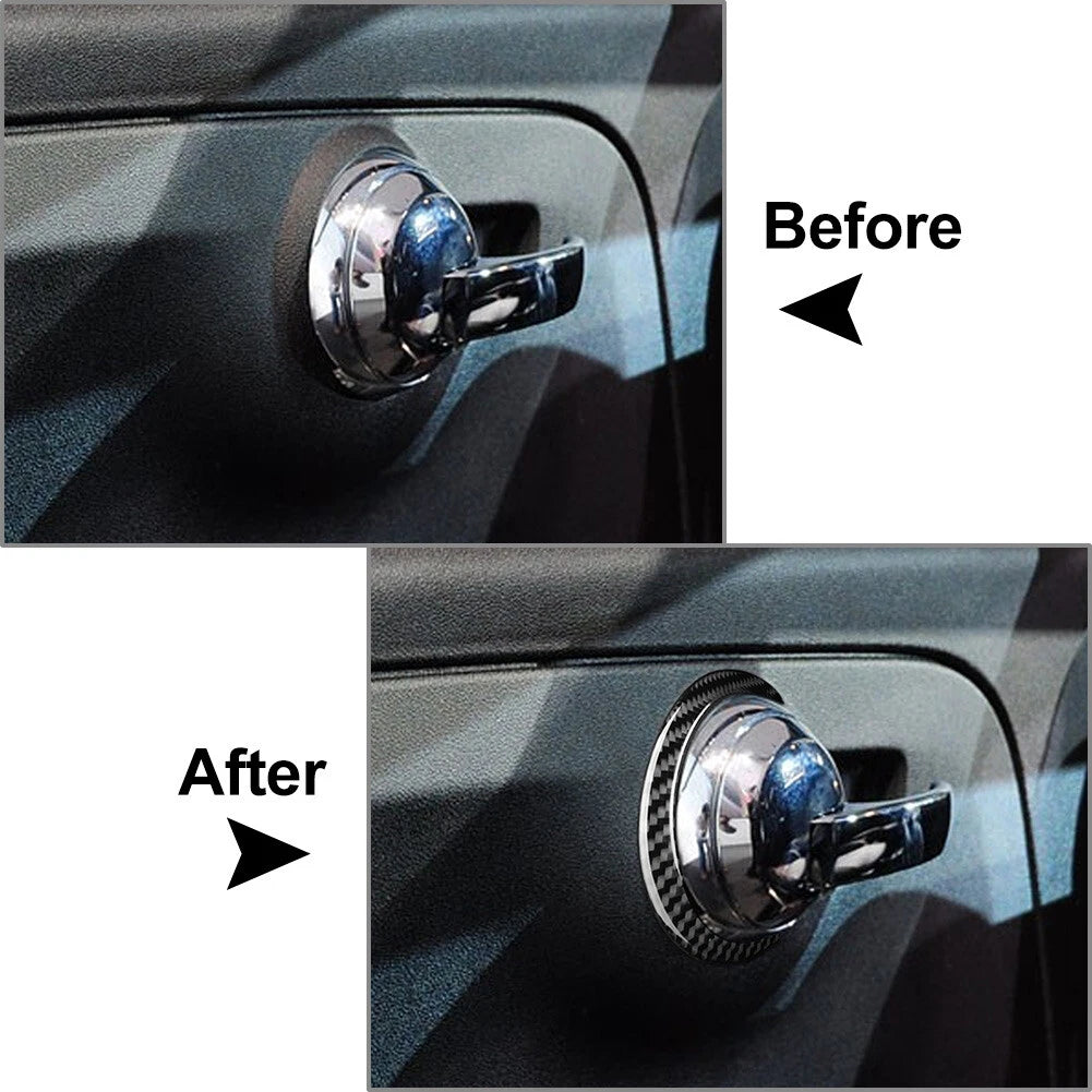 Carbon Fiber Interior Door Handle Ring Trim Cover for Fiat 500 (2012–2015)